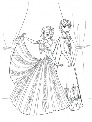 Coloriage Reine des Neiges pour les 2 ans du dessin animé Frozen